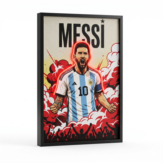 Red Flame King - Messi Legend 10th Number Painting
