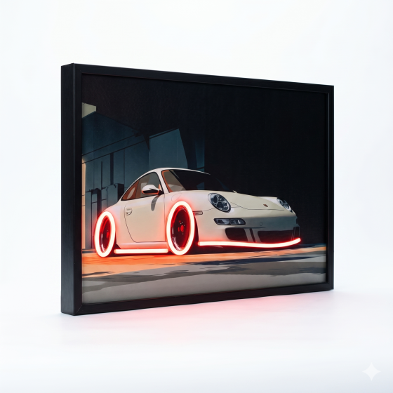 Dark Night Warm Glow - Classic White Frog 911 Neon Light Painting