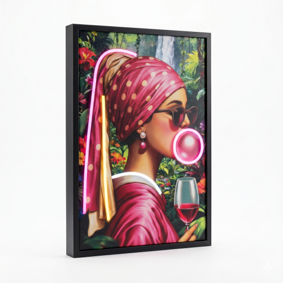 Pink Dream - Girl Neon Art Lantern Painting