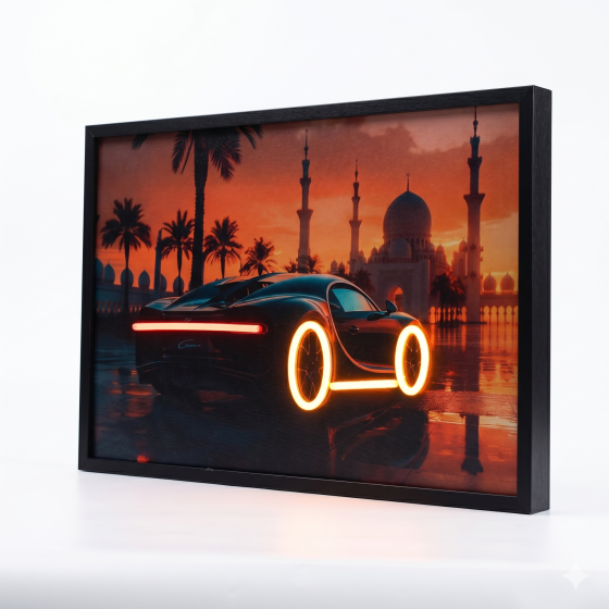 Sunset Halo - Bugatti Gilded Neon Painting