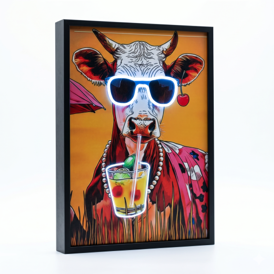 Holiday Cool Cow Neon Glowing Light Painting