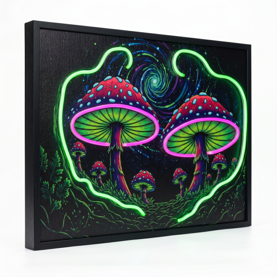 Star Spiral Illusion Fungus - Fantasy Neon Mushroom Light Painting