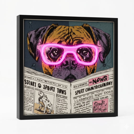 Retro Pop Vintage Dog Neon Light Painting